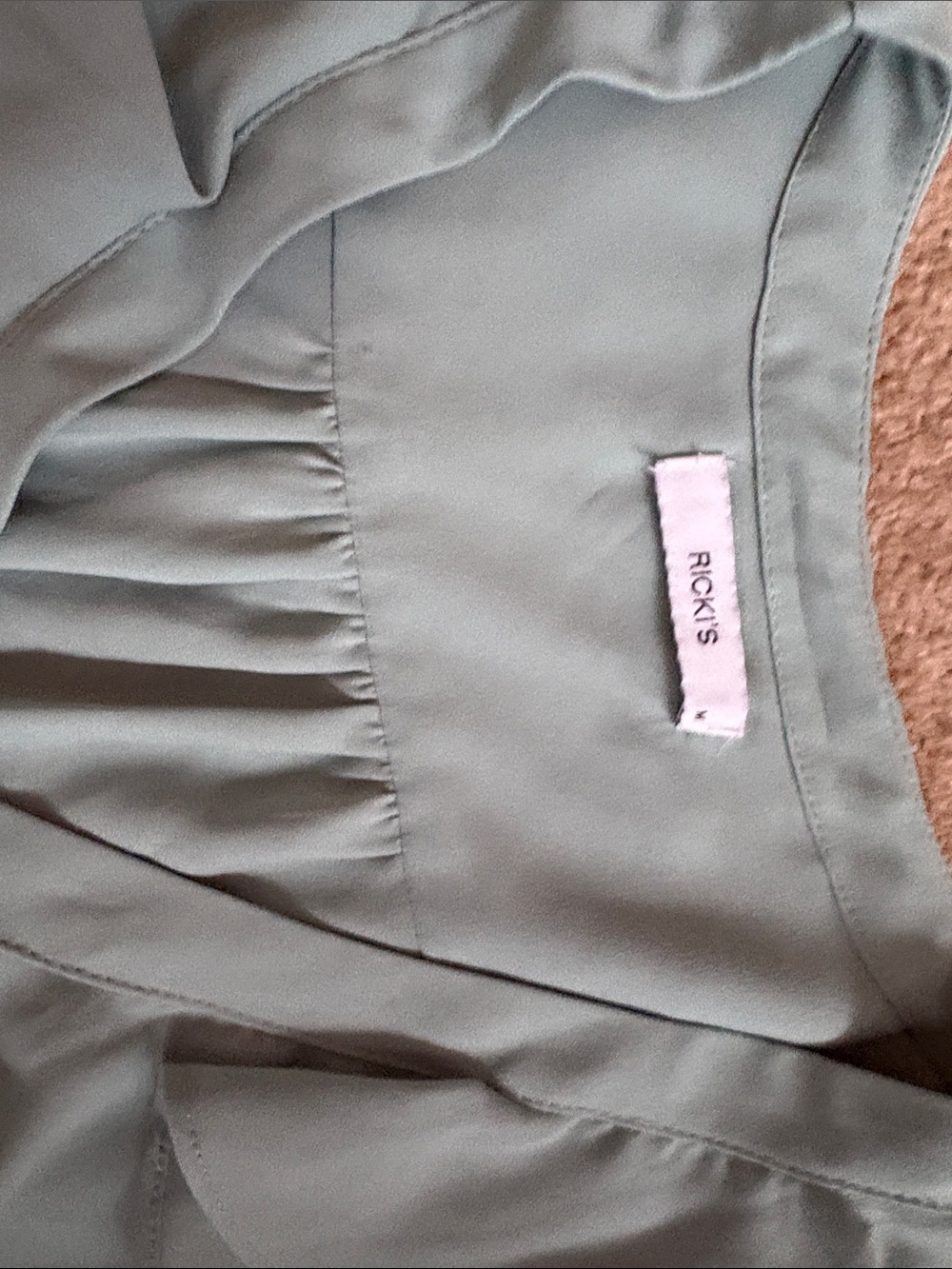 Ricki's Light Sage Ruffled Button-Front Blouse - Picture 2 of 4